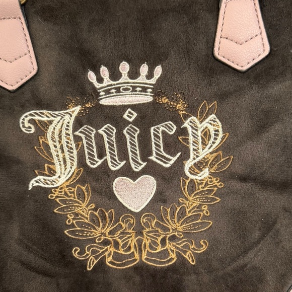 JUICY COUTURE Viral Heritage Satchel in Chocolate Brown and Dusty Blush - Picture 3 of 11